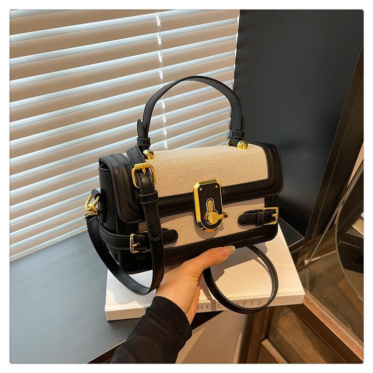 

Premium texture handbag women s 2025 spring and summer new contrasting color versatile shoulder messenger bag small square bag чёрный
