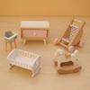 Dollhouse Wooden Baby Crib Mini Furniture Bedroom Model Play House Simulation Miniature Scene Props Accessories Toy Set