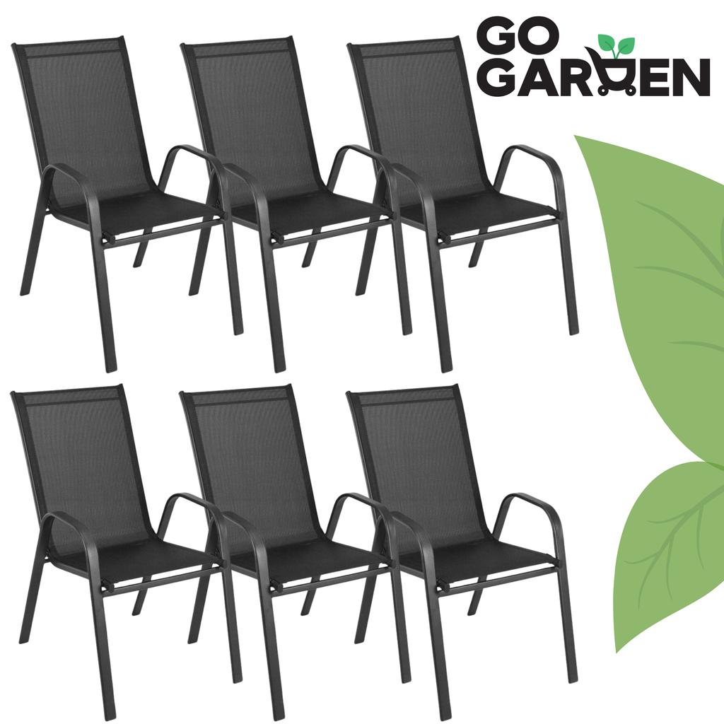 Black metal garden chair, terrace, balcony, armchair, terrace, strong, 6 pcs.