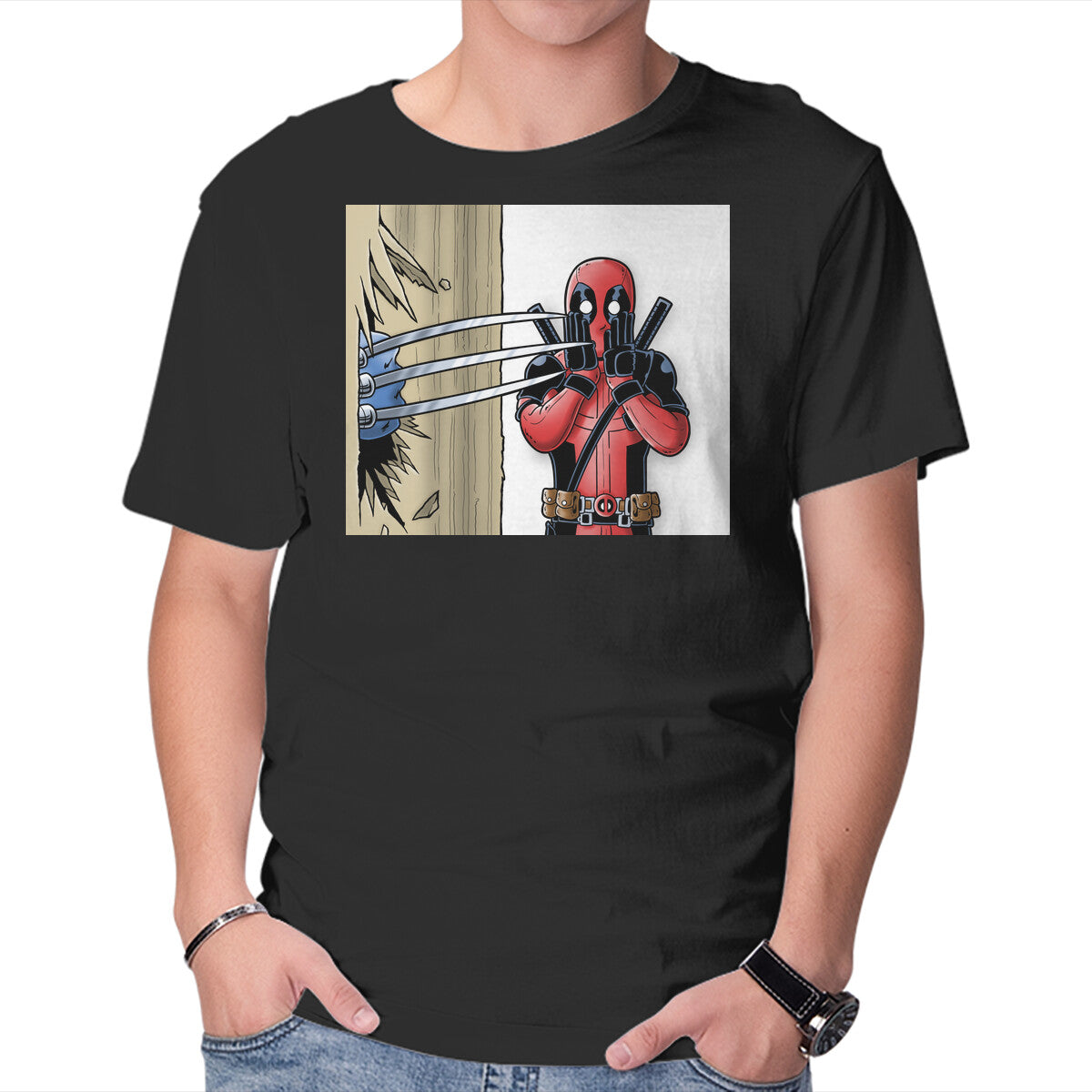 Unisex Crew Neck T-Shirt Here s Logan Graphic Short Sleeve Casual Tee M