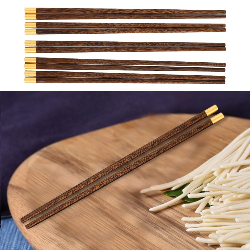 5Pair Wood Chopsticks Set Polished Edge Tableware Chopsticks Food Chopsticks Travel Takeaway