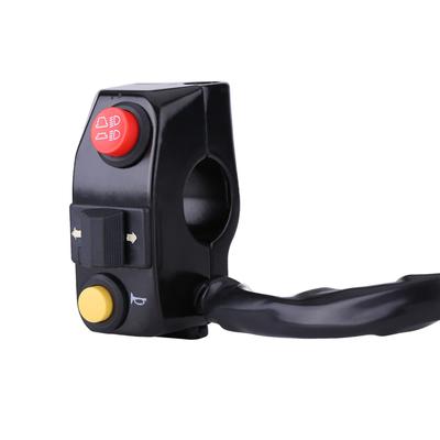 22mm Motorcycle Control Switch Left Handlebar Switch Plated Switch Turn Signal Horn Headlight Switch Waterproof Switch Universal (Black)