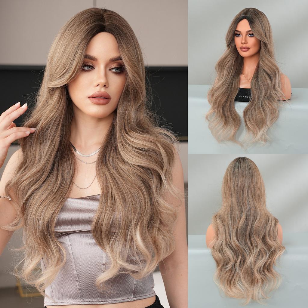 Fashion Women's Medium Gradient Long Curly Wig Big Wave Chemical Fiber Wig