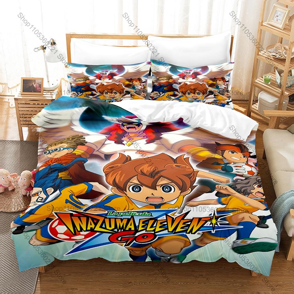 Inazuma Eleven GO Beddengoed Set Dekbedovertrek + 2 Kussenslopen Sport Voetbal Anime Raimon Teamgeest Beest Slaapkamer Decoratie