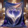 A Cozy And Dreamy Heart-Shaped Fleece Blanket with Soft High-Definition Digital Printing In a Purple Starry Sky Theme, Suitable for Year-Round Use! Ma