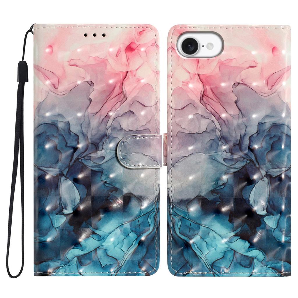 For iPhone 16e Case PU Leather Wallet Phone Cover 3D Pattern Printing