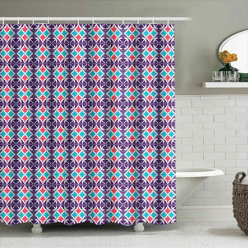Elegant Purple Blue Red Decorative Bath Shower Curtain Waterproof Bathroom Fabric Size: 72X84 (183X213Cm) Pattern Design: Diamon