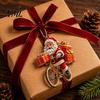 Christmas Tree Hanging Accessories 8/16/24/32Pcs 2D Flat Wooden Ornaments, Santa Claus Riding Bicycle Xmas Door And Window Decorations Decor, Pendant