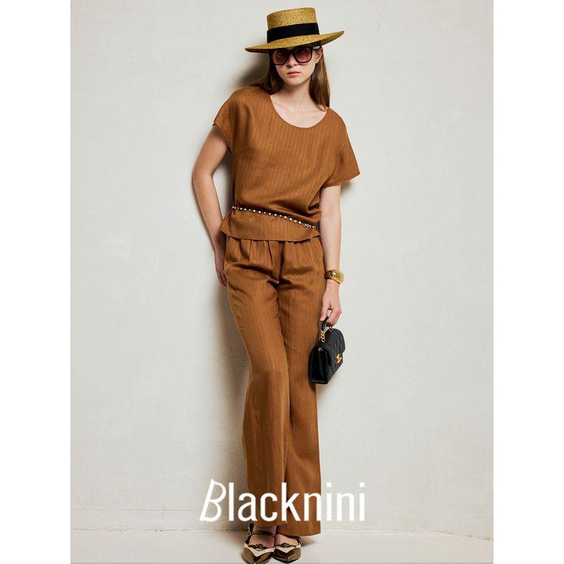 Blacknini (Two Colors) "Walking Cover" Lyocell Tencel Linen Casual Short-Sleeved Top/Pants/Shorts