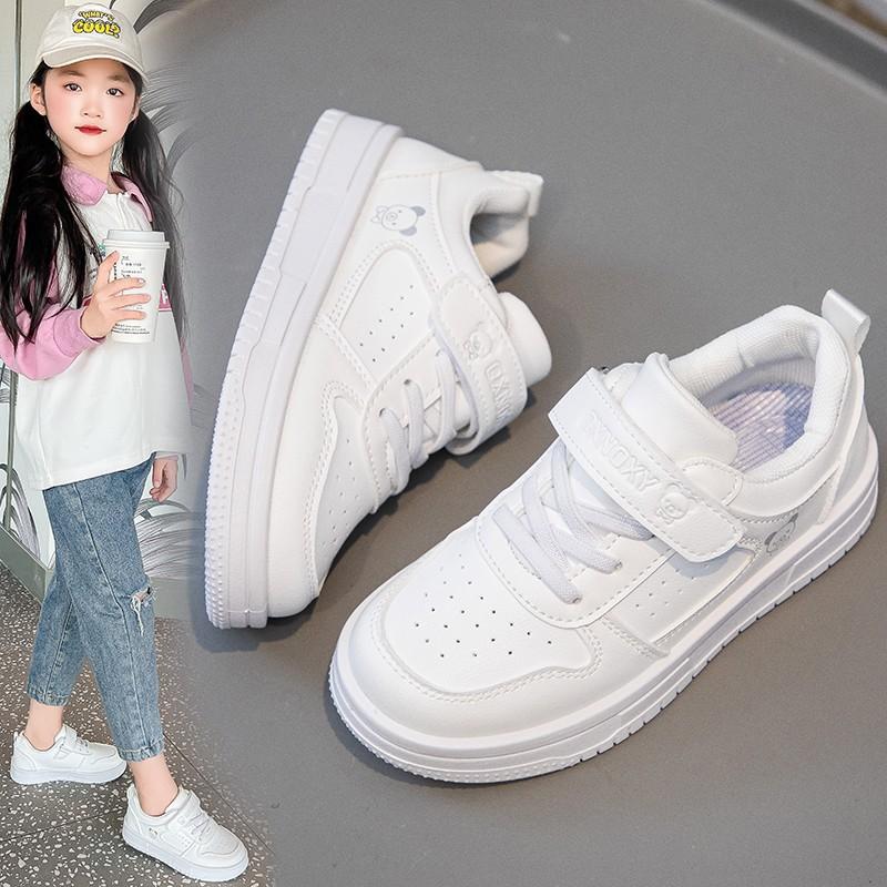 2025 Spring and Autumn Little White Shoes Girls' Children's Sneakers New Leather Surface Waterproof Boys' Board Shoes Casual Students