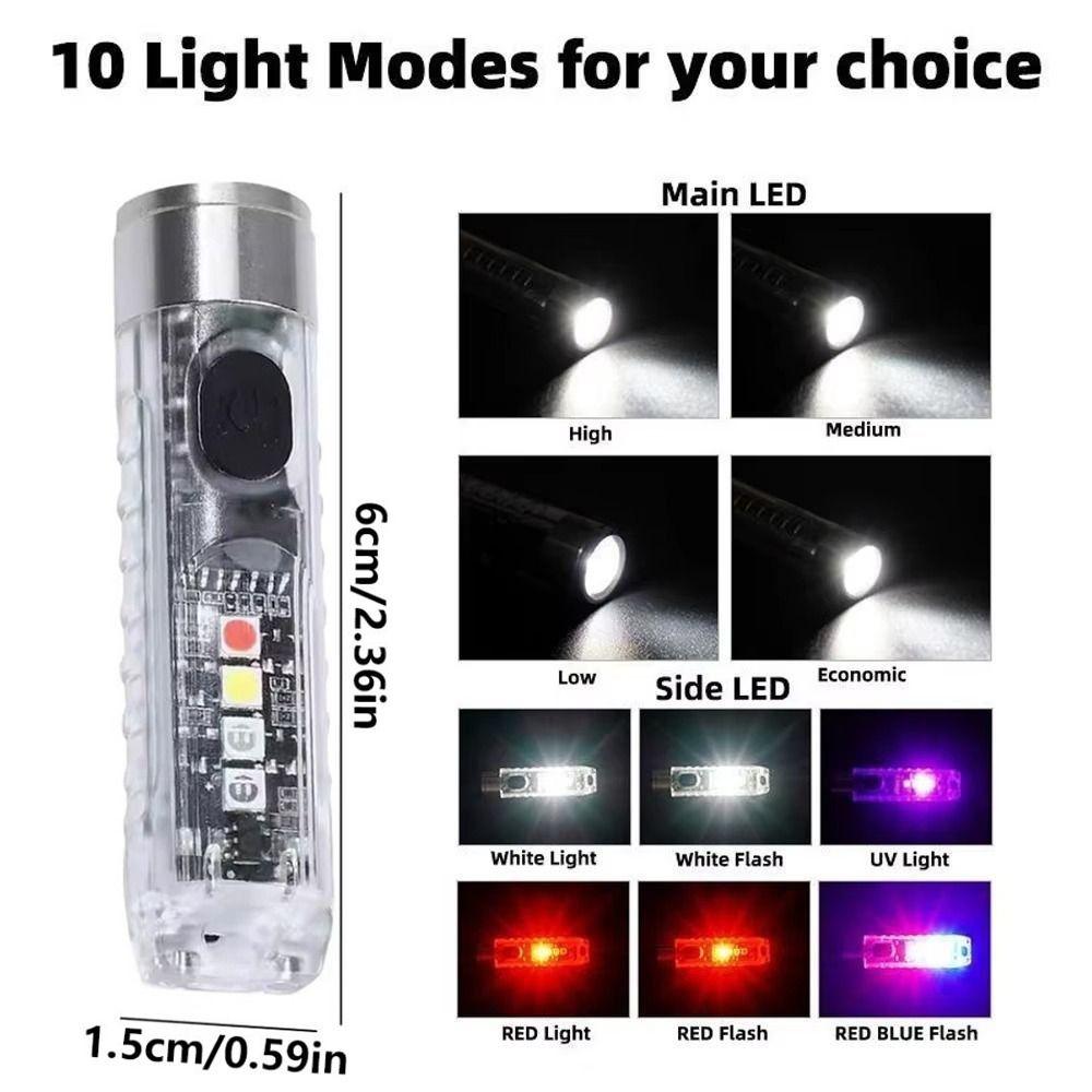 Waterproof Mini Keychain Flashlight 10 Modes Pocket Portable Torch Light Multifunctional Magnetic Base LED Magnetic Flashlight