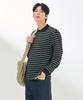 CHASECULT Men'S Pique Striped Collared Long Sleeve T-Shirt-Dark5121B03