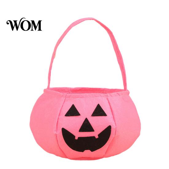 Portable Candy Storage Bag Halloween Pumpkin for Kids, Reusable Non-Woven Trick or Treat Bucket, Bucket Face Snack Holder Basket with Handle