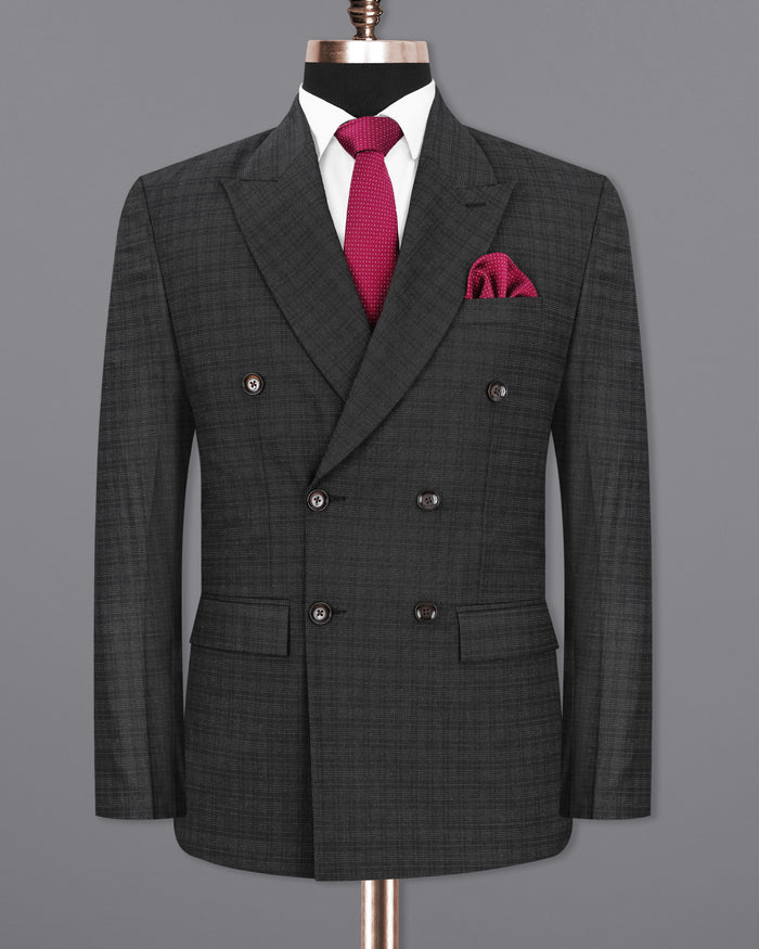 Двубортный блейзер в клетку Zeus Gray 40