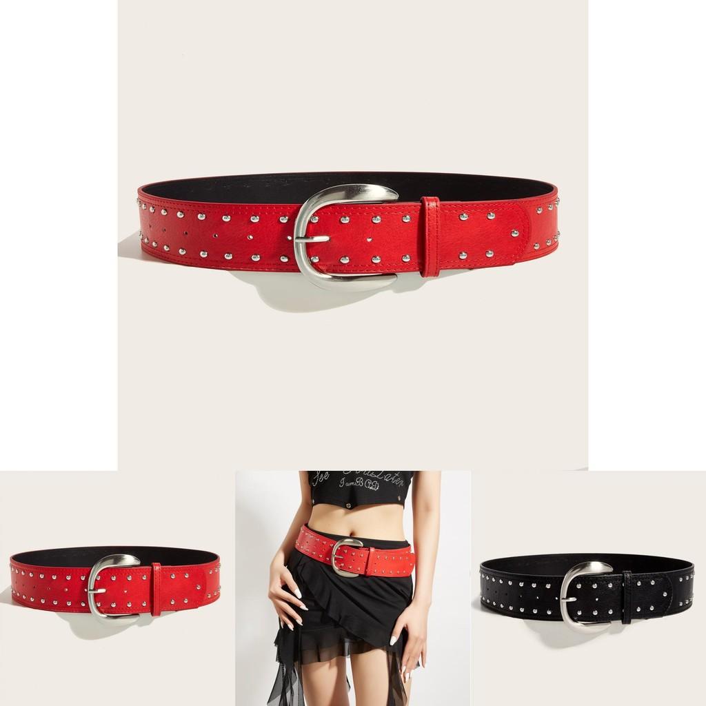 Punk Rock Leather Belt With Metal Pin Buckle For Casual Street Style