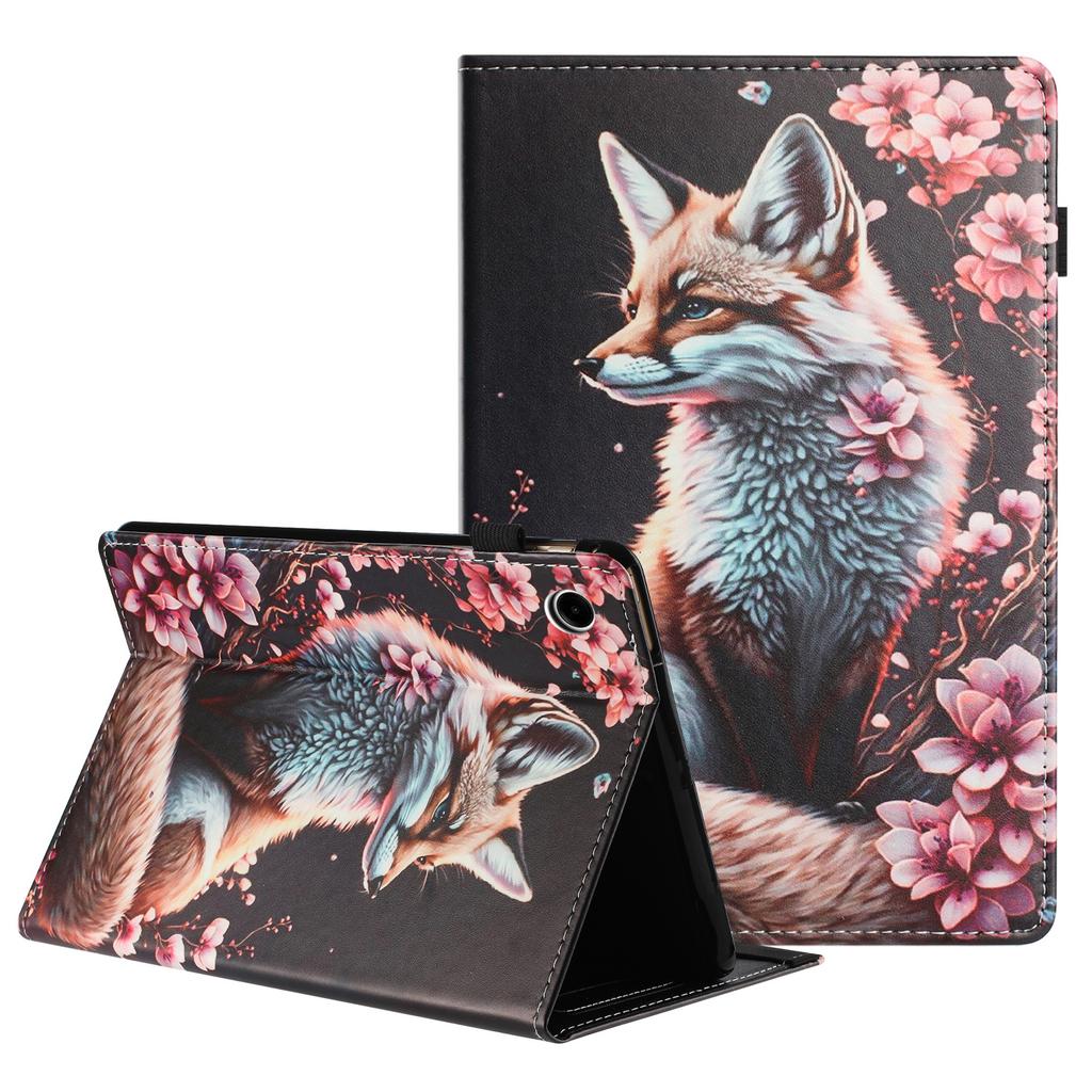 For Samsung Galaxy Tab A9+ Tablet Case Litchi Texture Pattern Printing Leather Cover Auto Sleep/Wake with Card Holder