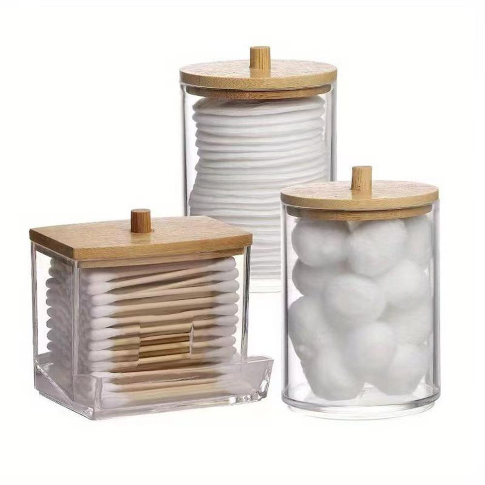 2/3/4Pcs Dust-proof Qtips Storage Holder Set Save Space Apothecary Container Jar  Cotton Pad