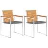 Garden Chairs with Cushions Set of 2 Solid Teak and Steel