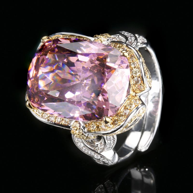 Jewelry Copper Bottom Gold-Plated Simulation Red Corundum Blue Spinel Bow Ring 12 * 16