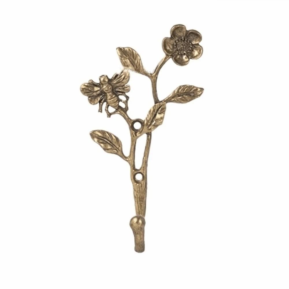 Golden Finish Leaf Shaped Wall Hooks Sturdy Alloy Stable Structure Alloy Wall Hooks Elegant Design Strong Bearing