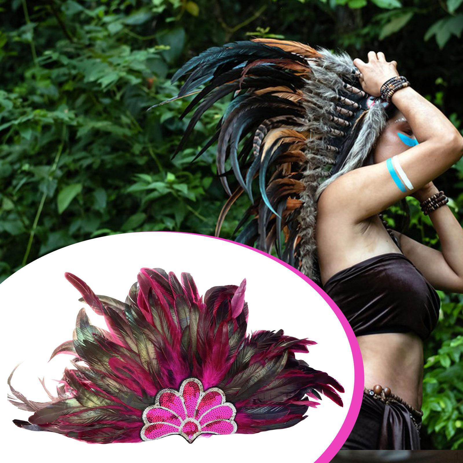 

Искусственное перо Головной убор Декоративный головной убор для взрослых Выступление розы красного