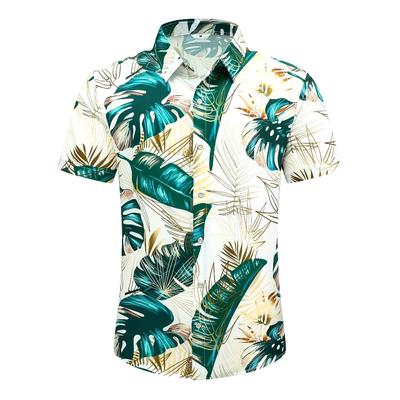 Fashion Men's Shirt Casual Hawaiian Shirt 3D Printed Tops Summer NewHawaiian Palm Leaf Print Lapel Button Short Sleeve Shirt