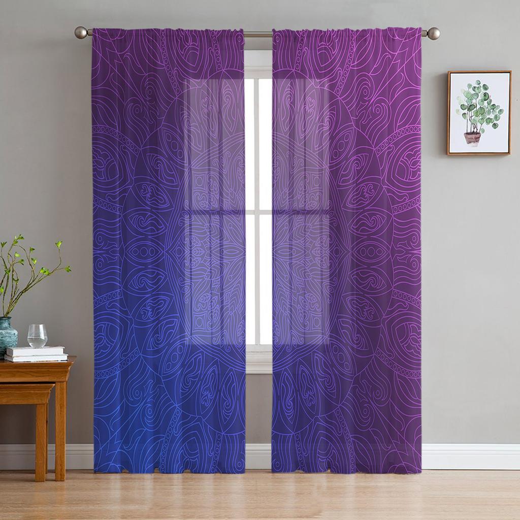 Mandala Window Treatment Tulle Modern Sheer Curtains for Kitchen Living Room the Bedroom Curtains Decoration
