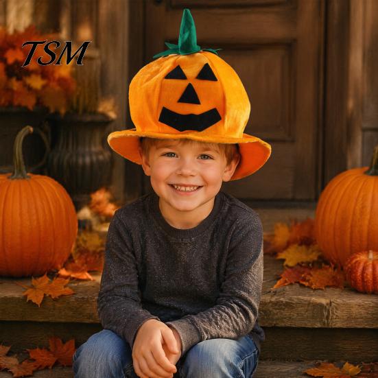 Haunted House Performance Props Halloween Pumpkin Hat for Kids Adults, Funny Plush Comfortable Breathable Festival Witch Party Costume, Cosplay, Stage