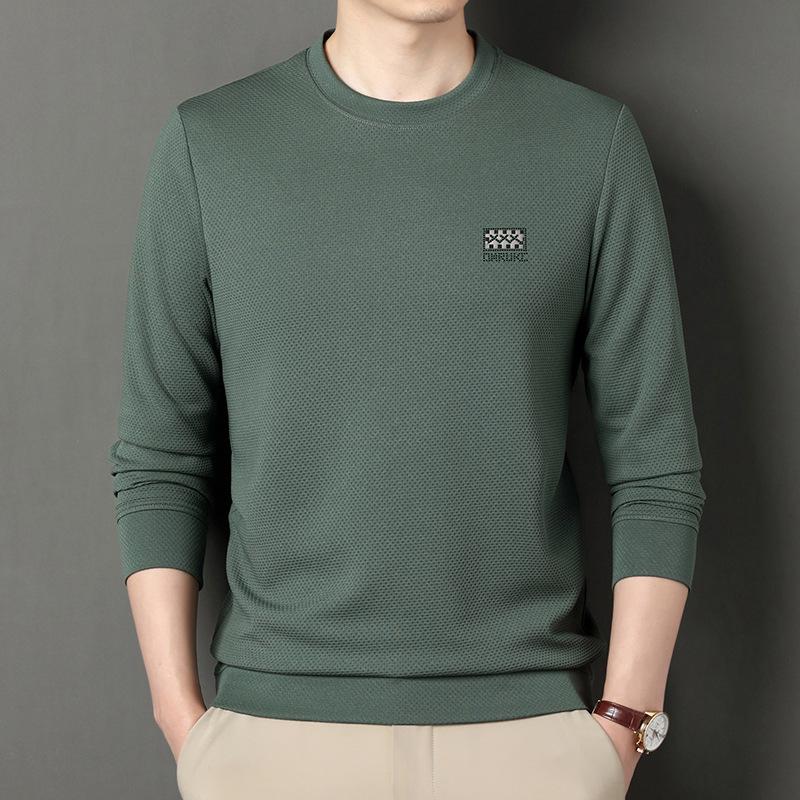 

Мужской свитер с длинным рукавом и круглым вырезом, осенняя новинка, свободная рубашка для молодых и средних лет, тонкая футболка XXXXL