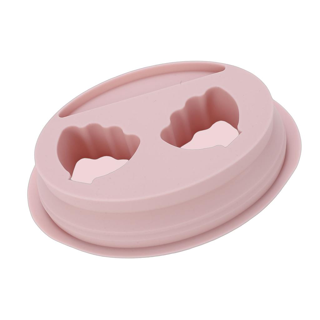 Silicone Dual Nail Soaking Bowl Nail Polish Dip Powder Remover Manicure Bowl with Tool Slot Pink