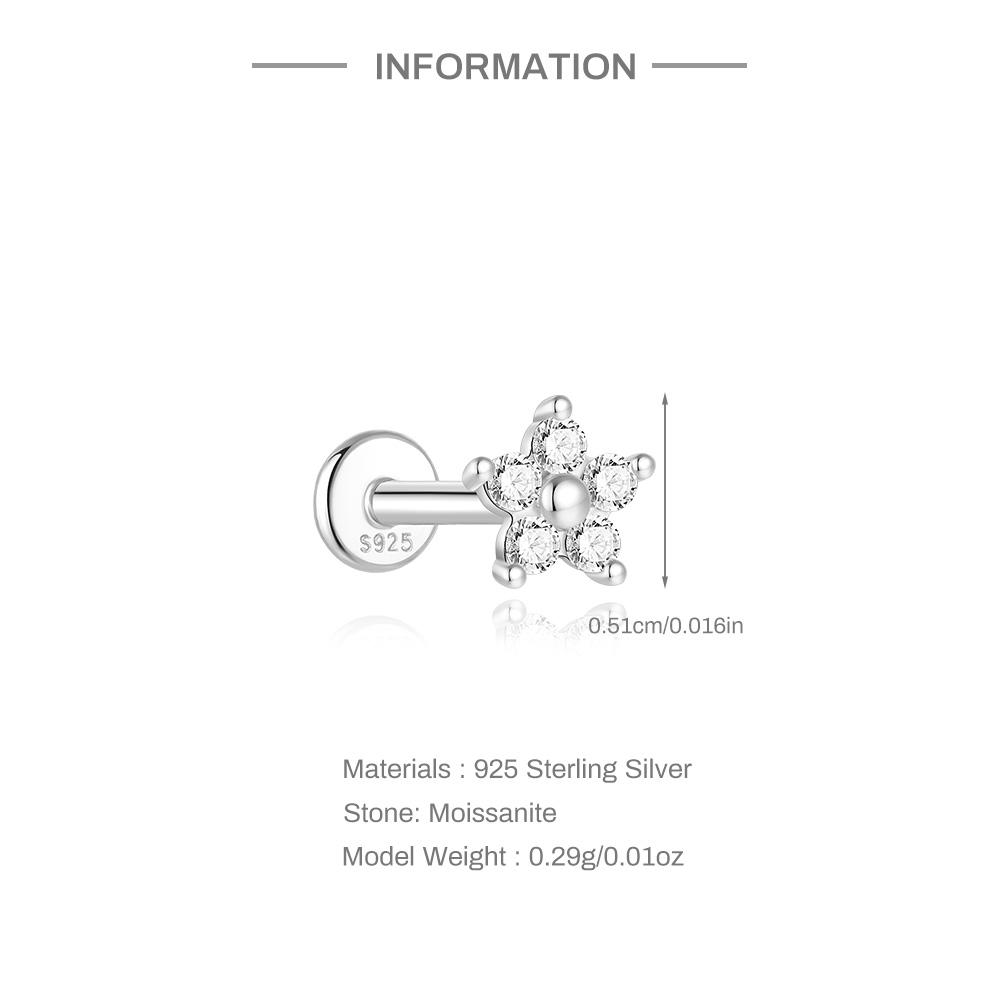 AIDE 925 Silver 1PC Mini Moissanite Four-Claw Screw Stud Earrings Casual Design DIY INS Ear Studs For Lady Jewelry