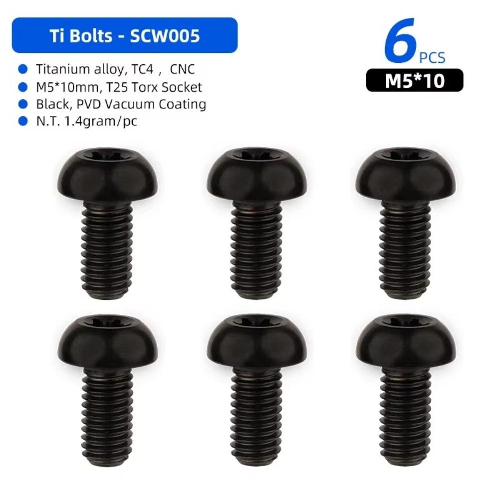 M5x10 Titanium Bolt T25 Torx Ultralight Weight Bicycle Braking Disc Screws TC4 Titanium High Tensile Fastener