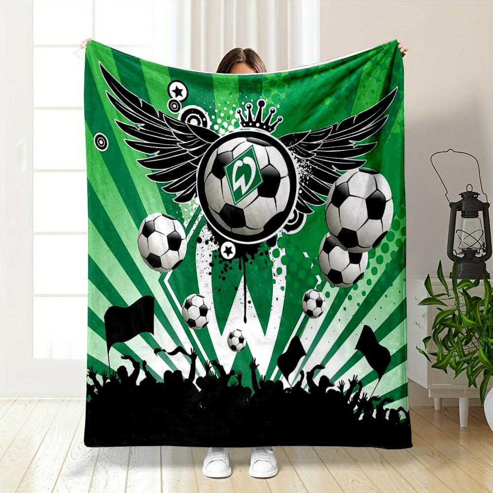 Soccer Wings Green Designed Flannel blanket for bedroom, living room, sofa, and nap