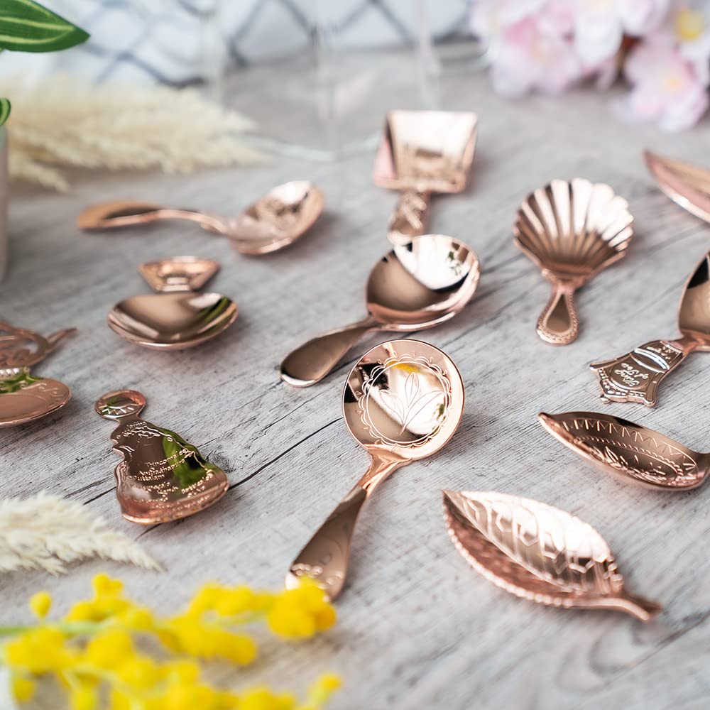 Aoyoshi CASUAL PRODUCT Tea Caddy Spoon, Oak and Pink Gold, 510762, Made in Japan