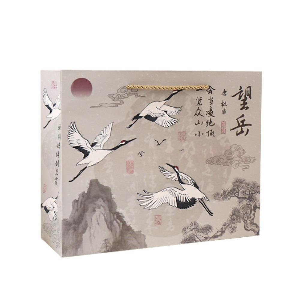 Portable Chinese Style Gift Bag Large Capacity Storage Organizer Handbag White Cardboard Handheld Bag Girl