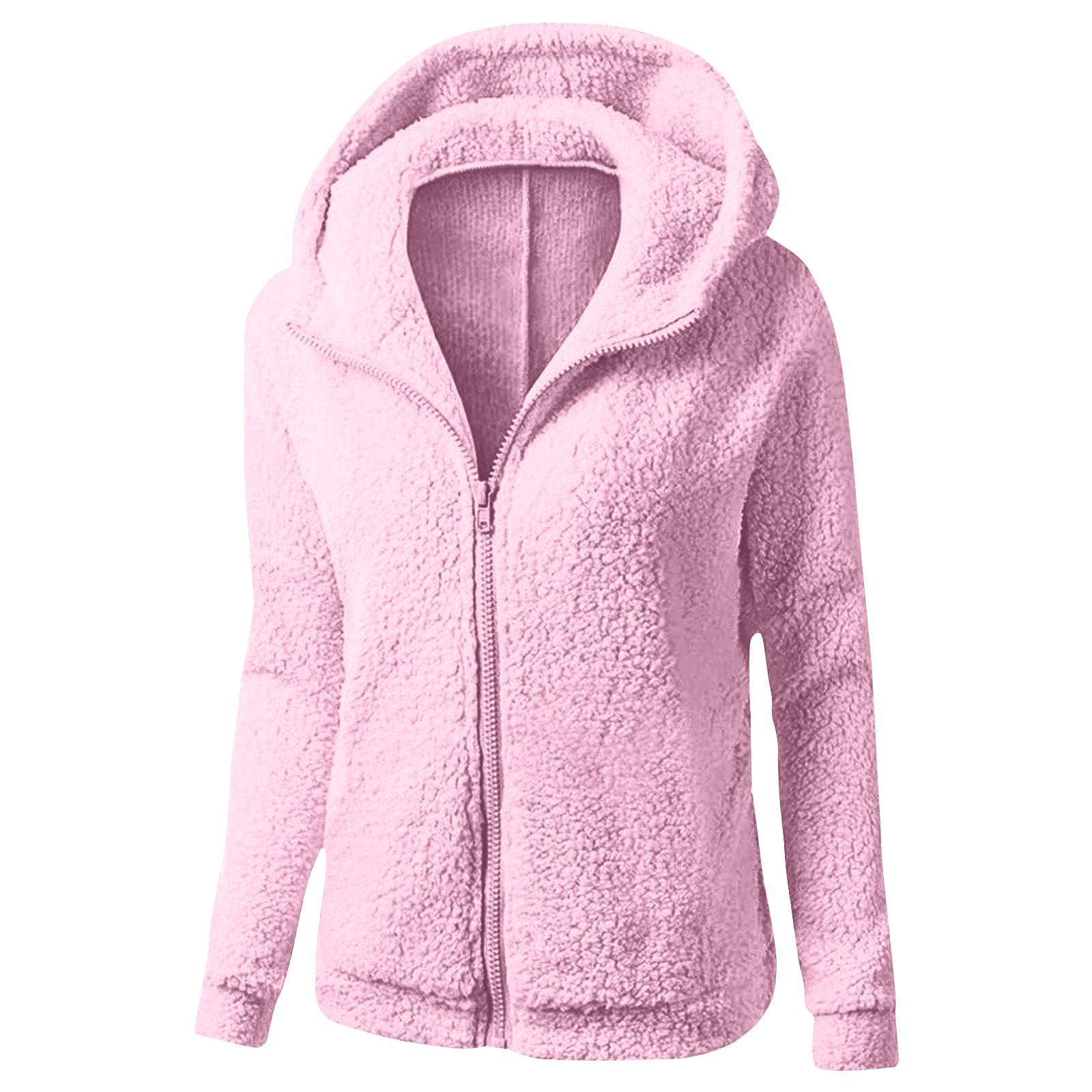 Женское зимнее пальто с капюшоном из плюша — фото 14