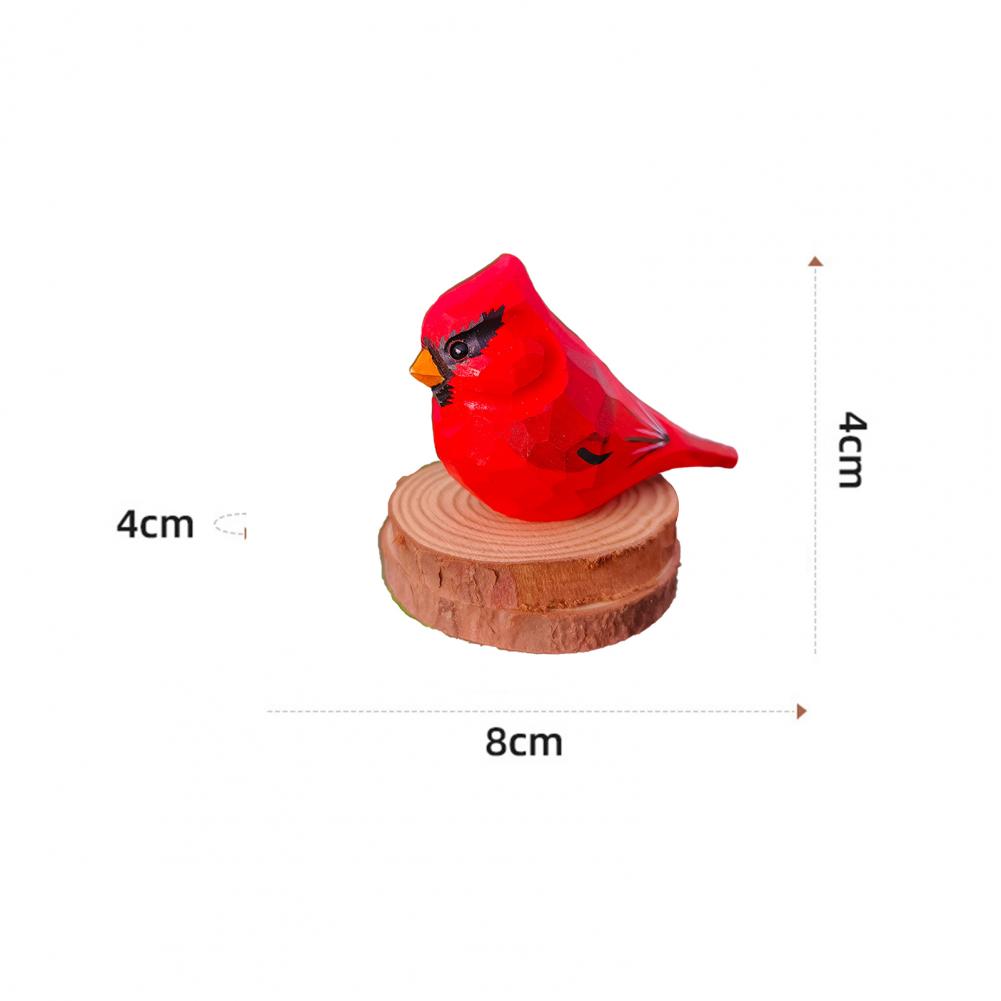 Colorful Fly Bird Sparrow Small Statue Figurine Ornament with Wood Base Art Bird Carving Decor Feather Animal Model Desktop