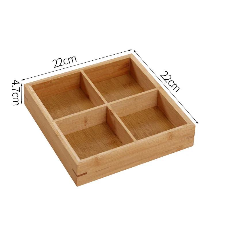 Wooden Serving Tray Multi Compartments Divided Food Serving Plate for Home Restaurants Sushi Hot Pot Dishes