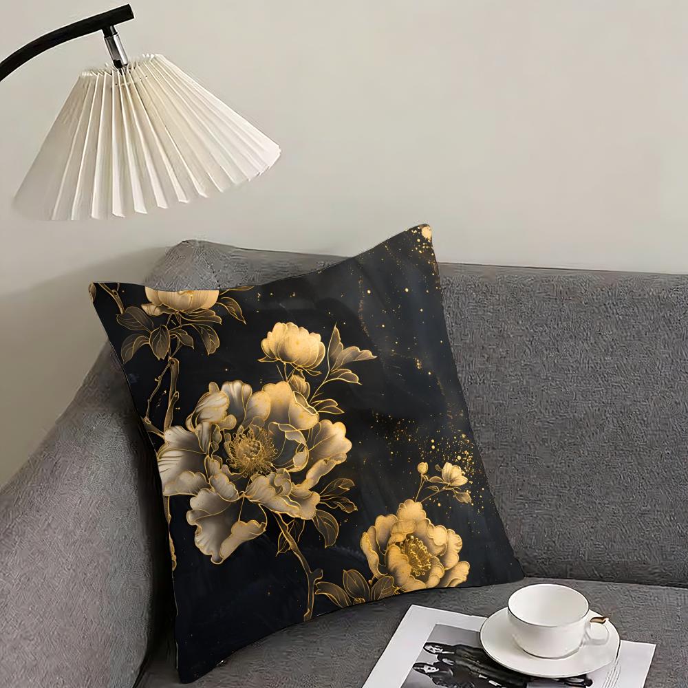 Fashion Peony Cushion Cover Reversible Plush Pillow Cover – For Car, Sofa, Bedroom, Perfect As a Gift.