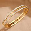 Luxury Crystal Hollow Roman Numeral Bracelets for Women Men Stainless Steel Unisex Bangle Fashion Classic Jewelry Accessories
