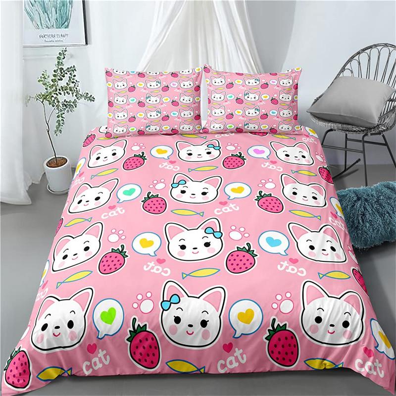 Comforter Cat Cat Lover Gifts Bedding Set Cute Kitten Pattern Animal Theme Double Queen King Size