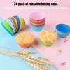 24pcs Silicone Cupcake Baking Cups Reusable & Non-stick Muffin Cupcake Liners Holders Set Easy Clean Multicolor
