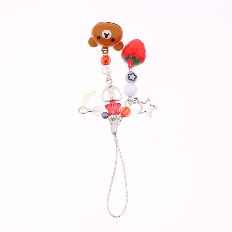 Cute Bear Strawberry Star Mobile Phone Chain Y2K Cartoon Phone Lanyard Camera Pendant Couple Keychain Gifts