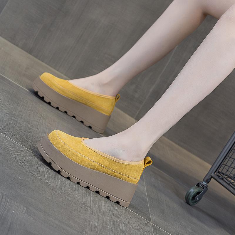 Female Big Head Ugly Cute Casual Fashion Versatile Round Head Thick Sole One Pedal Dad Shoes Woman