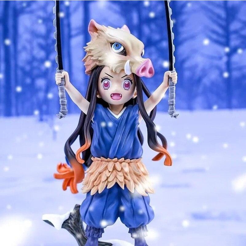 Anime Demon Slayer Kamado Nezuko Figure Kimetsu No Yaiba Hashibira Inosuke Action Figure Model Doll Toy Figurine Gift