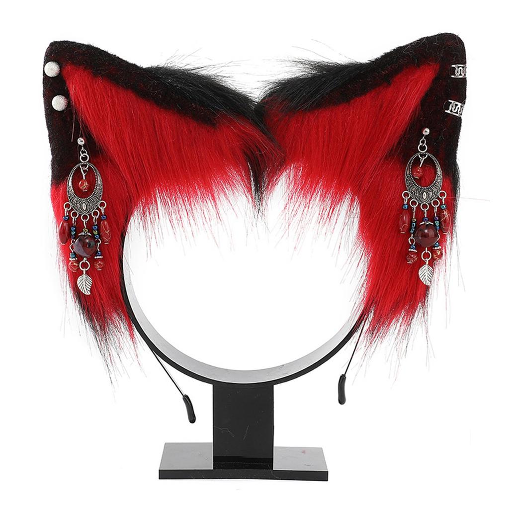 Cat Ear Headband with Colorful Ear Jewelry Sweet Girls Cosplay Beast Ears Fursuit Masquerade Halloween Cosplay Party