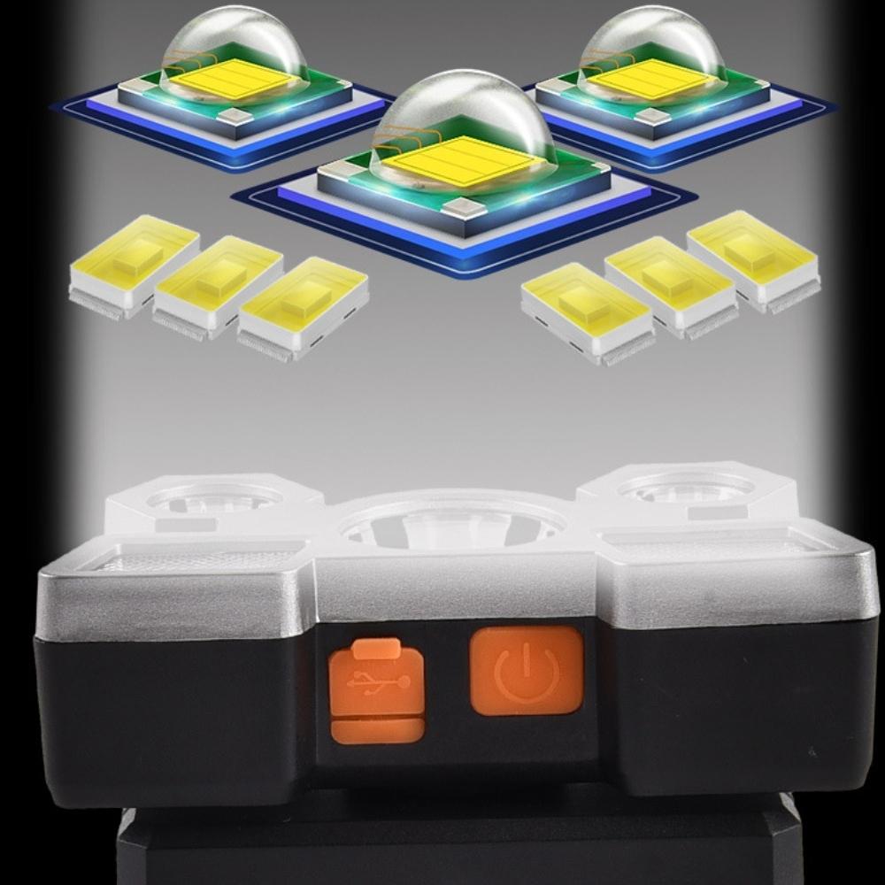 פנס ראש LED חזק חמישה ראשים טעינת USB פנס ראש קטן מותקן על הראש מנורת כרייה חיצונית