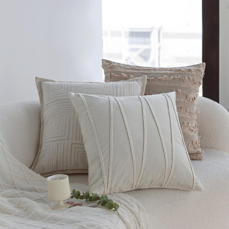 Cream Style Sofa Pillow Case Ins Nordic Living Room Model Room Pillow Bedside Cushion Bed Back Pillow