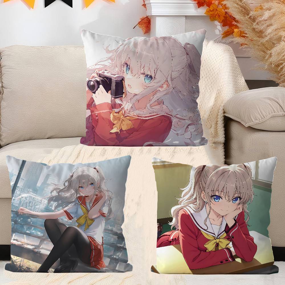 Charlotte Tomori Nao Anime Cushion Cover 30x50 Polyester Sofa Cushions Decorative Throw Pillows Home Decoration Pillowcover