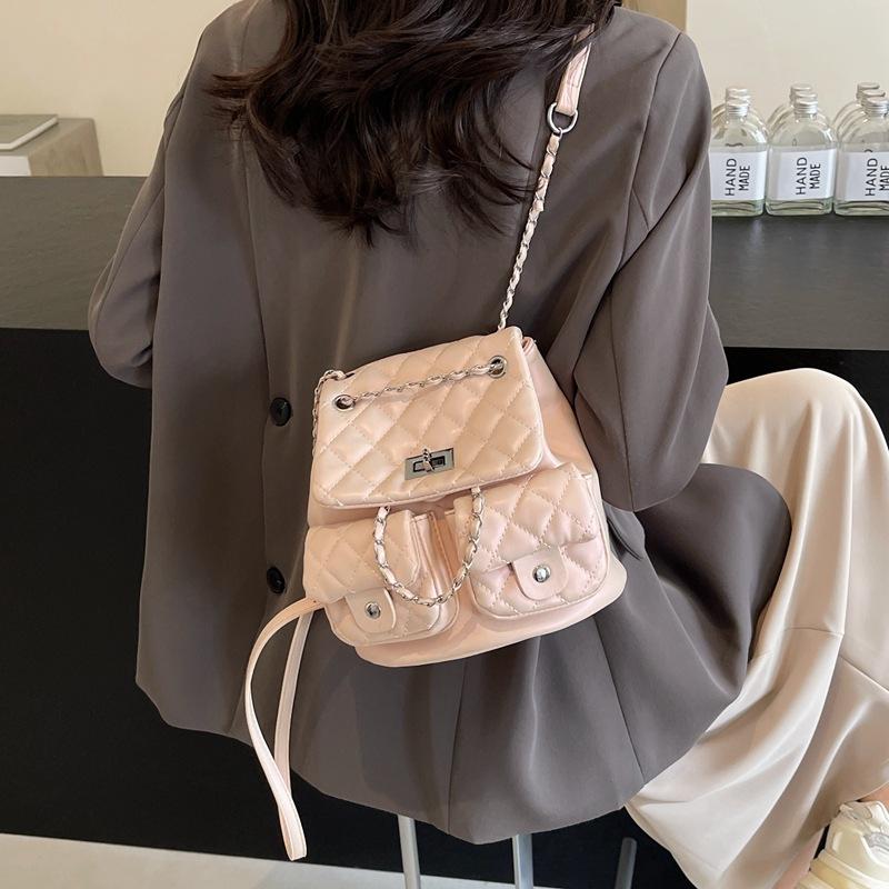 Fashion Rhombus Chain Backpack Women's New Shoulder Bag Casual Multi-pocket Backpack